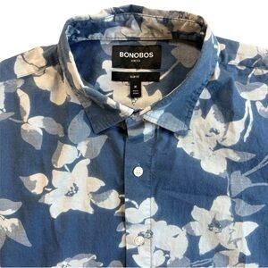 Bonobos Men’s Slim Fit Stretch Floral Button Down Shirt Blue Size M